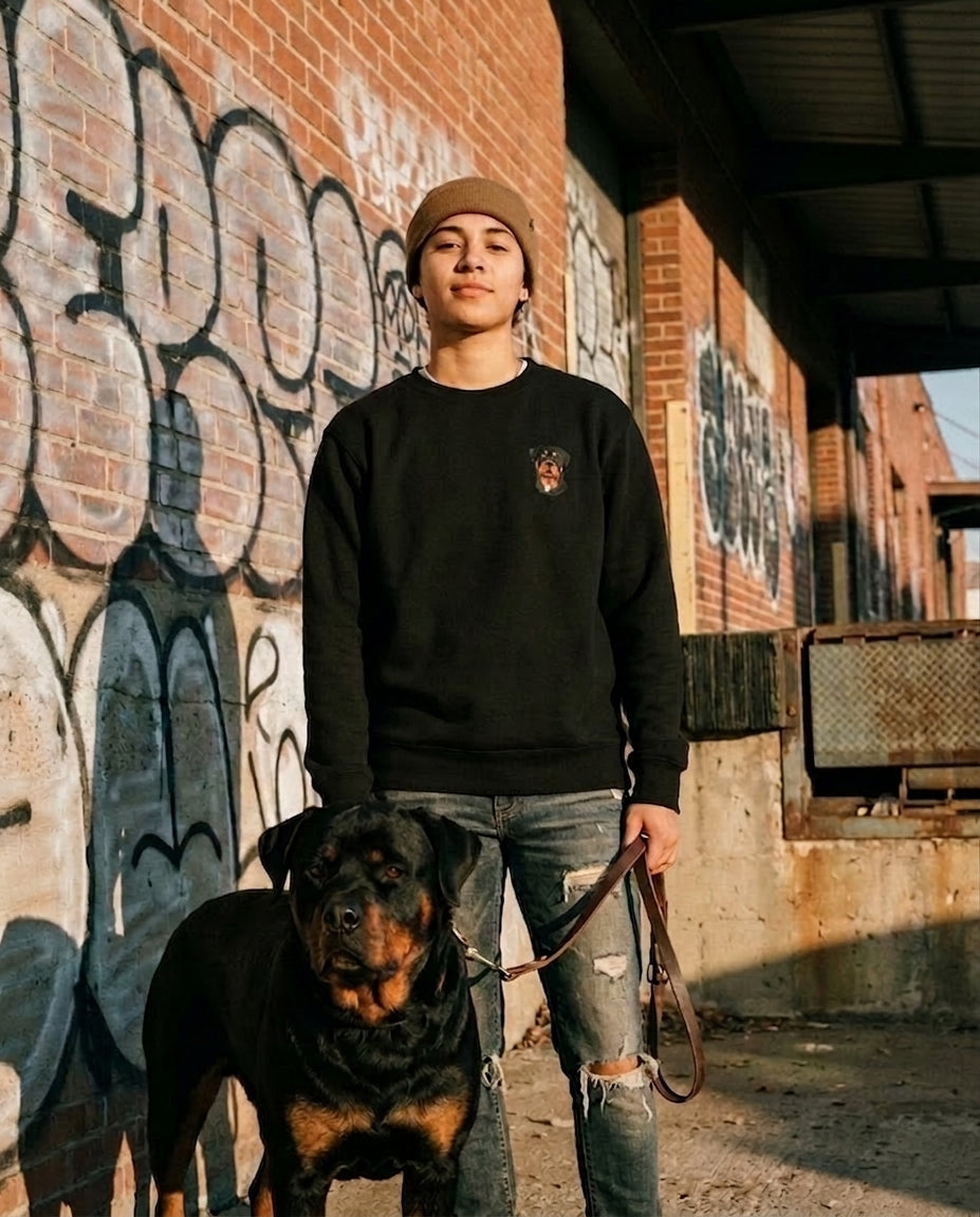 Embroidered pet portrait sweatshirt