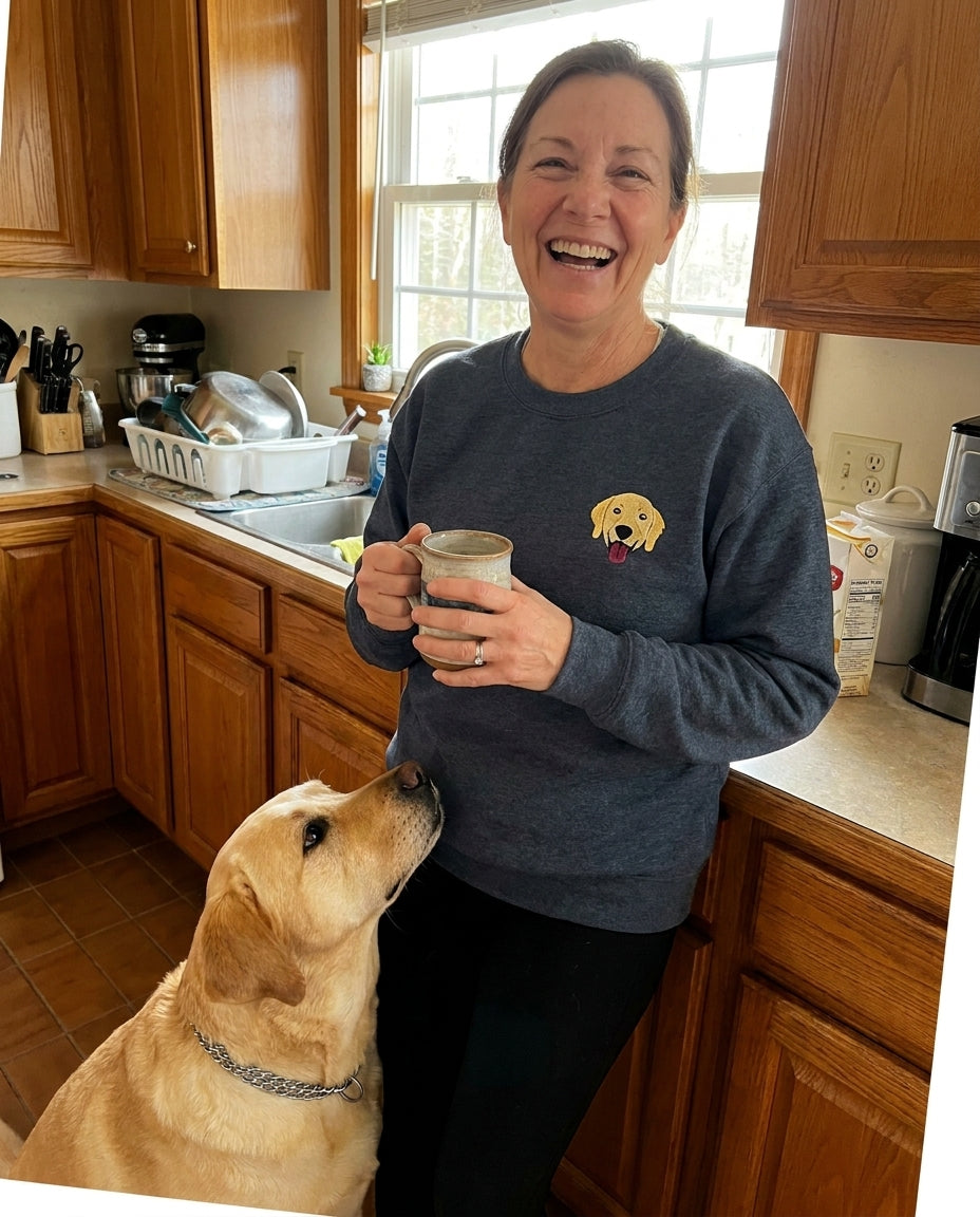 Customer and Yellow Labrador