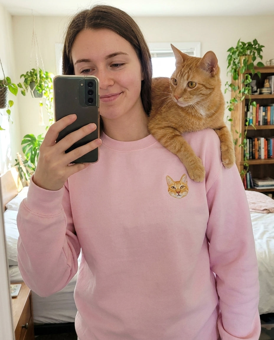 Customer and Orange Tabby cat